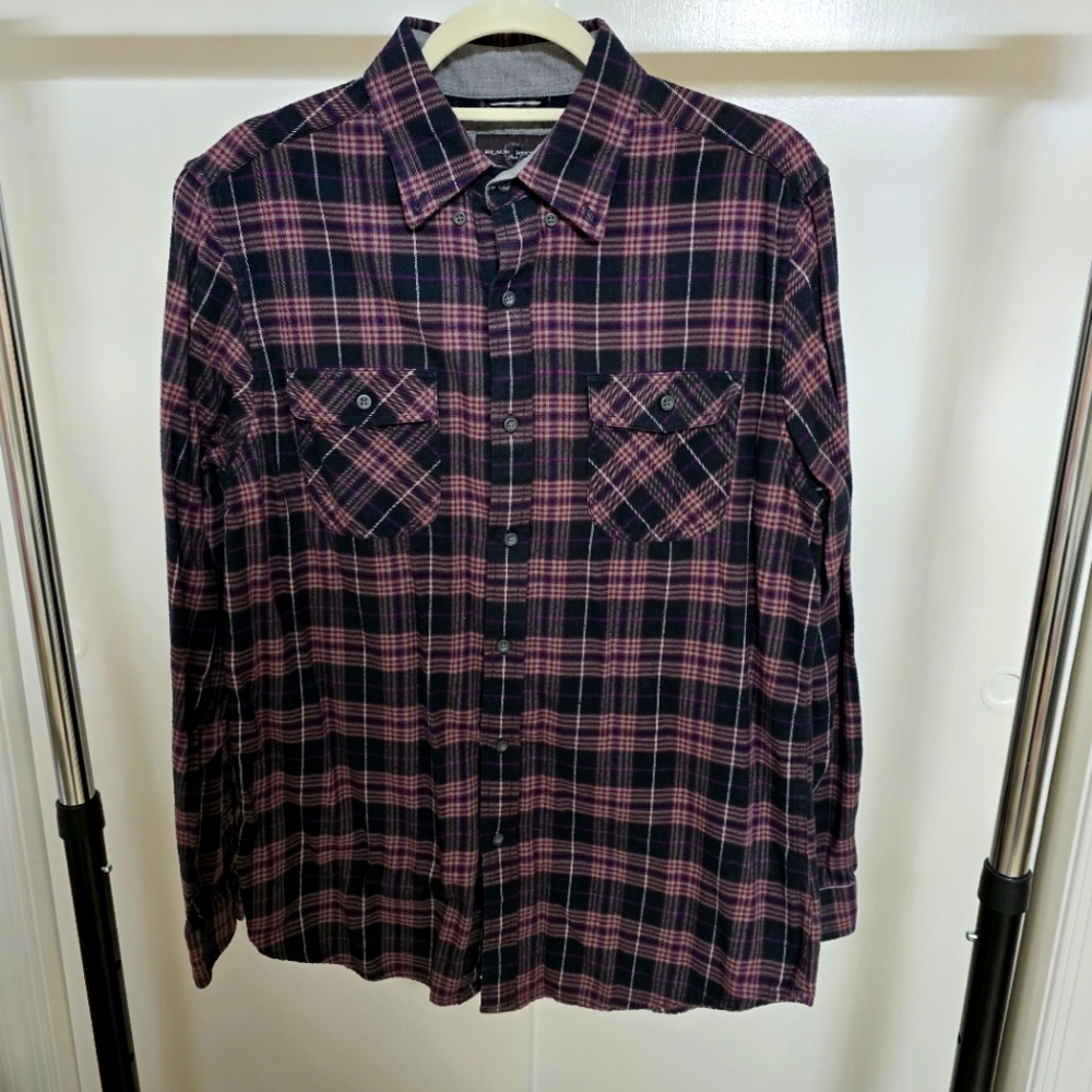 Black Brown 1826 Mens Plaid Button Down